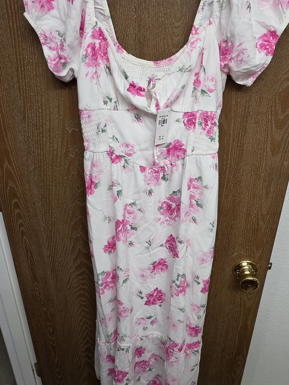 Hollister White Dress with Pink Floral Print